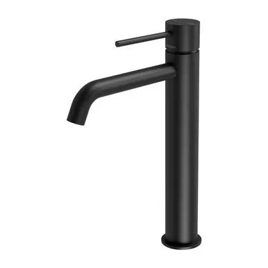 Vivid Slimline Hob Tall/Vessel Basin Mixer (Curved Spout) 6Star In Matte Black By Phoenix