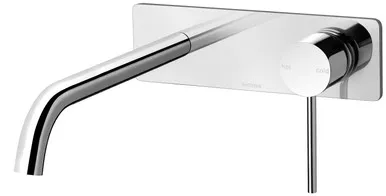 Vivid Slimline Wall Basin Mixer Set With 230mm Curved Spout 5Star Chrome In Chrome Finish By Phoenix