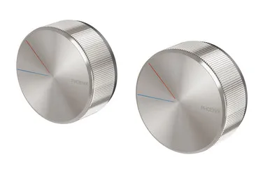 Axia Wall Twin Shower Mixer In Brushed Nickel By Phoenix