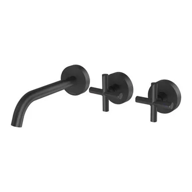 Vivid Slimline Plus Wall Bath Or Basin Set 180mm Outlet 5Star In Matte Black By Phoenix