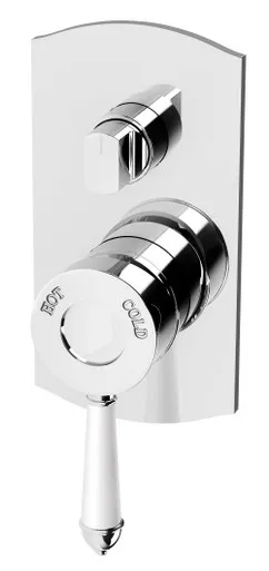 Nostalgia Bath & Shower Diverter Mixer (White Handle) Chrome In White/Chrome Finish By Phoenix