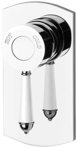 Nostalgia Wall Bath Or Shower Mixer (White Handle) Chrome In White/Chrome Finish By Phoenix