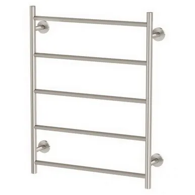 Radii Heated Towel Ladder 5Bar 62W 550mm X 740mm Round Plate In Brushed Nickel By Phoenix