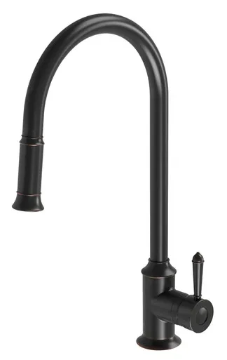 Nostalgia Sink Mixer With Pull-Out Spray 4Star Antique In Black By Phoenix