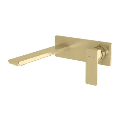 Gloss Mkii Wall Bath Or Basin Mixer Set (200mm Spout) 6Star Brushed In Gold By Phoenix