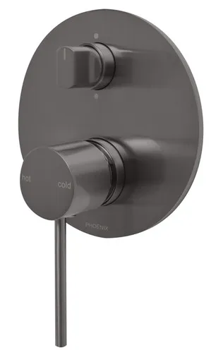Vivid Slimline Switchmix Wall Bath & Shower Diverter Mixer Fit-Off Kit In Brushed Carbon By Phoenix