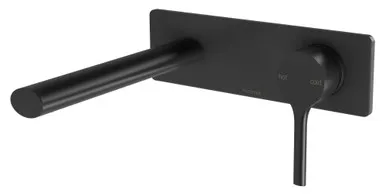 Vivid Slimline Oval Switchmix Wall Bath Or Basin Mixer Set (180mm Spout) Fit-Off Kit In Matte Black By Phoenix