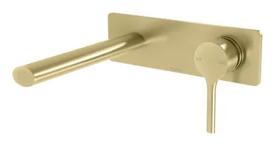 Vivid Slimline Oval Switchmix Wall Bath Or Basin Mixer Set (180mm Spout) Fit-Off Kit Brushed In Gold By Phoenix