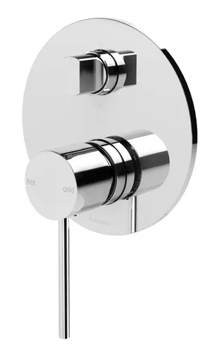 Vivid Slimline Switchmix Wall Bath & Shower Diverter Mixer Fit-Off Kit Chrome In Chrome Finish By Phoenix