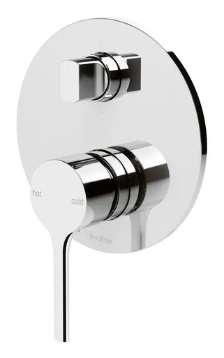 Vivid Slimline Oval Switchmix Wall Bath & Shower Diverter Mixer Fit-Off Kit Chrome In Chrome Finish By Phoenix