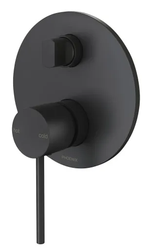 Vivid Slimline Switchmix Wall Bath & Shower Diverter Mixer Fit-Off Kit In Matte Black By Phoenix