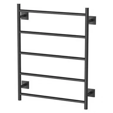 Radii Heated Towel Ladder 62W 5 Bar 550mm X 740mm With Square Plate In Matte Black By Phoenix
