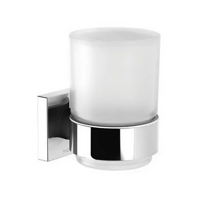 Radii Tumbler & Holder Square Plate Chrome In Chrome Finish By Phoenix