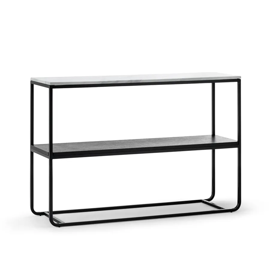 Estoria White Marble 120cm Console Table, Black