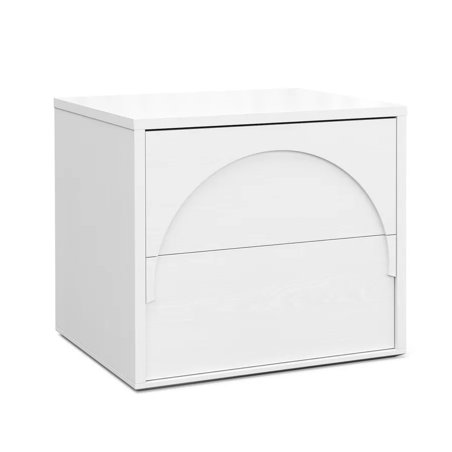 Aurora 2 Drawer Arch Bedside Table, White Oak
