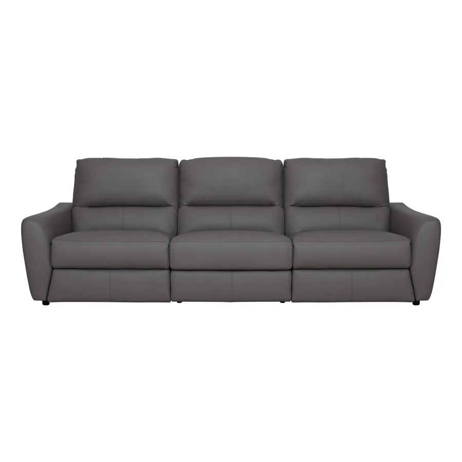 Portland 3 Seater Recliner Sofa in Leather Dark Grey