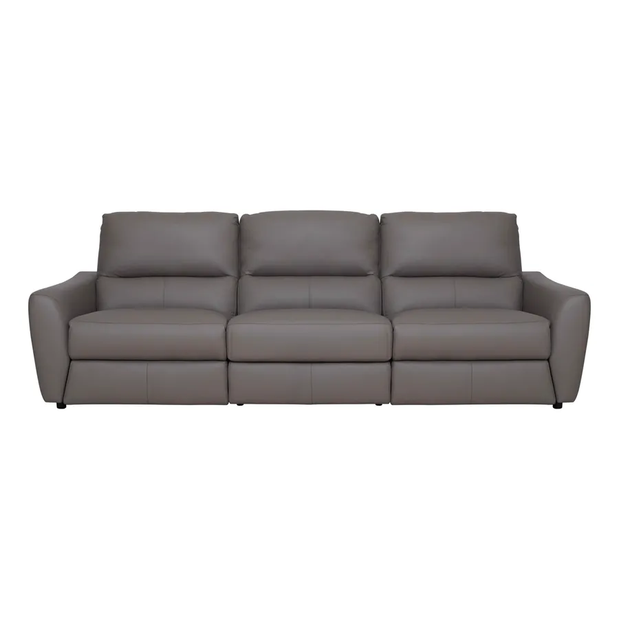 Portland 3 Seater Recliner Sofa in Leather Grey