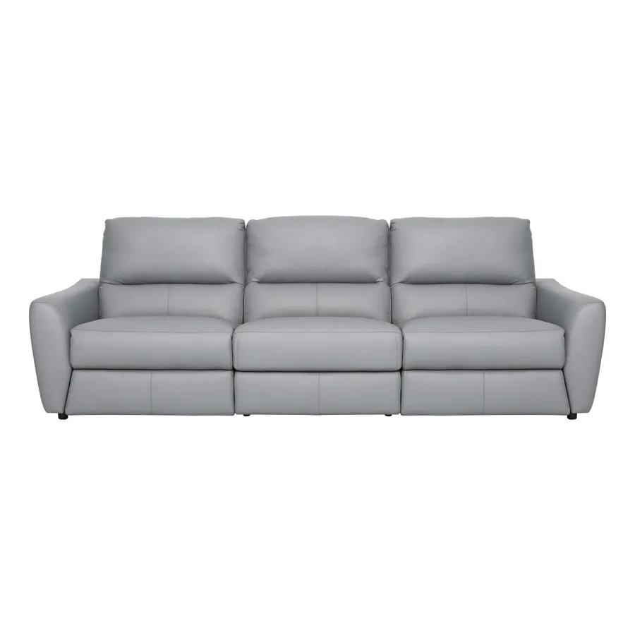 Portland 3 Seater Recliner Sofa in Leather Pewter