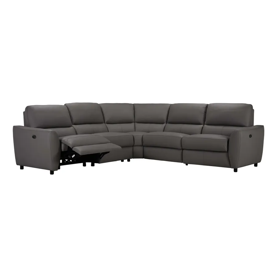 Portland Modular Recliner Sofa in Leather Dark Grey
