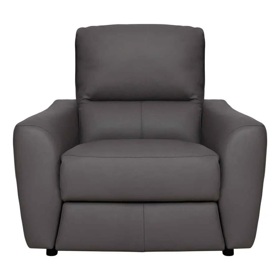 Portland Recliner Armchair in Leather Dark Grey
