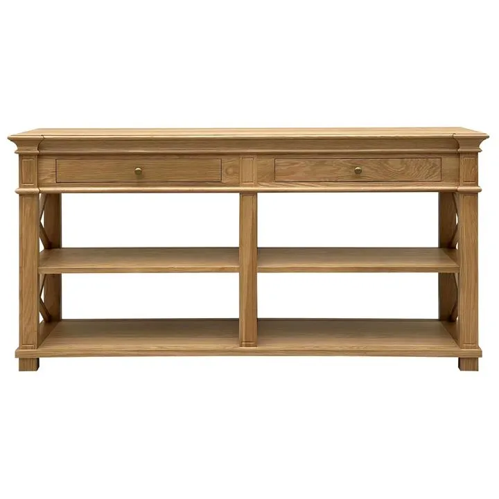 Heston Oak Timber Console Table, 160cm, Natural Oak