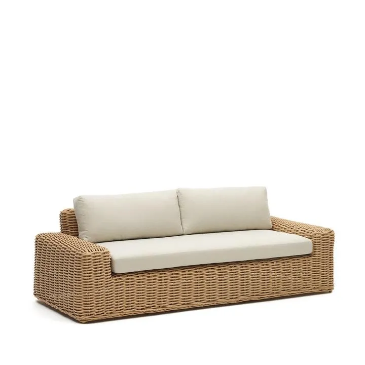 Gadot 3 Seater Faux Rattan Outdoor Sofa - Natural by Interior Secrets - AfterPay Available