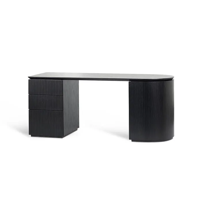 Albina 1.77m Left Drawer Office Desk - Black Oak by Interior Secrets - AfterPay Available