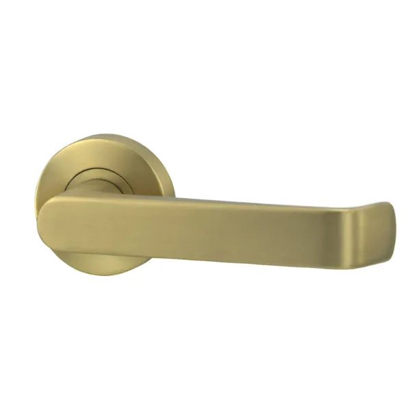 Lockwood Vivid V1 Passage Lever Set Round Rose Satin Brass by Lockwood ...