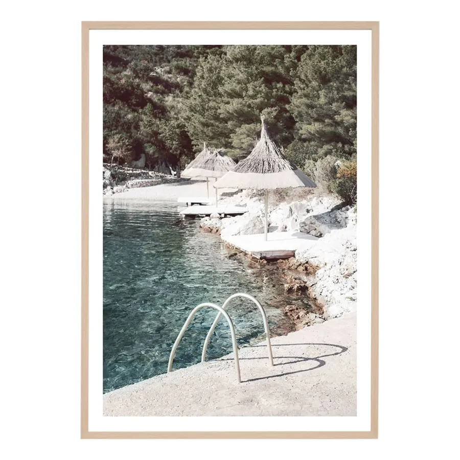 Beachside Ladder Framed Print in 87 x 122cm