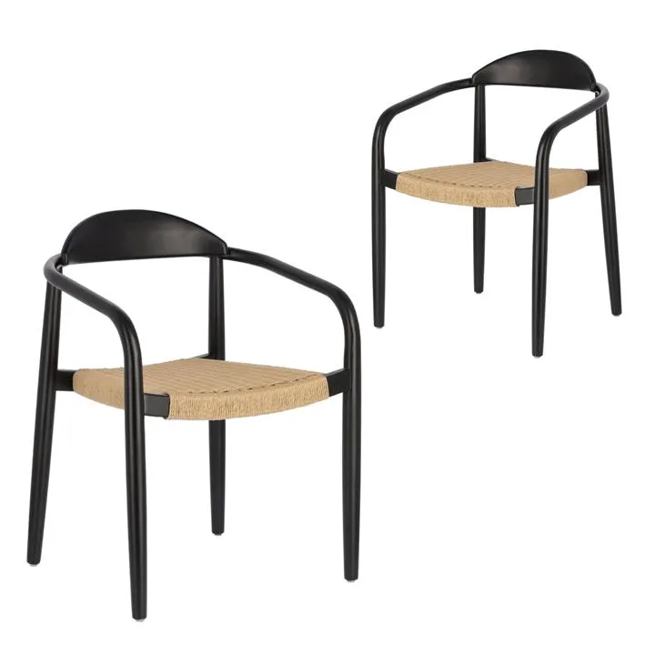 Set of 2 - Glynis Eucalyptus Black Timber Dining Chair - Beige by Interior Secrets - AfterPay Available