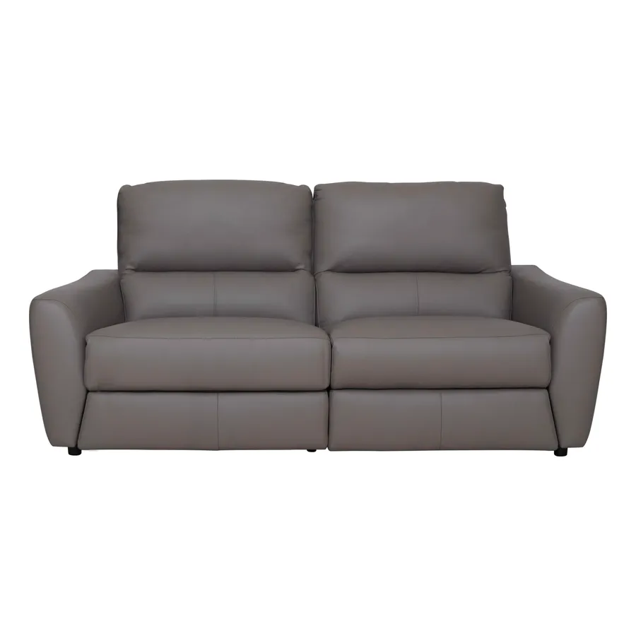 Portland 2 Seater Recliner Sofa in Leather Grey