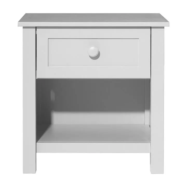 Moody Wooden Bedside Table, White