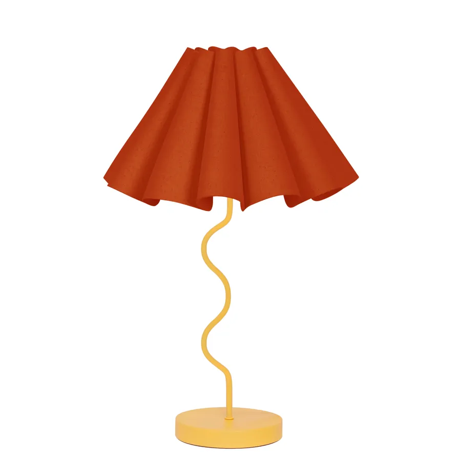 Paola & Joy Cora Pleated Table Lamp with Squiggle Base (E27) Rouge & Mustard