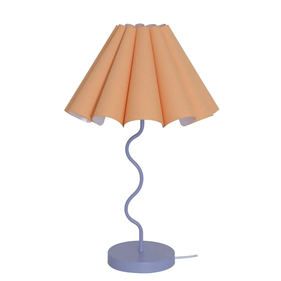 Paola & Joy Cora Pleated Table Lamp with Squiggle Base (E27) Tropical Peach & Purple