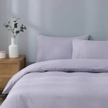 Caressa Embroidered Quilt Cover Set Canningvale - Silver, Queen, Microfibre