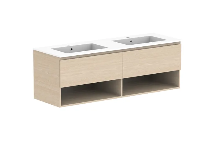 Glacier Shelf, Slim 1500mm, Double Bowl Vanity