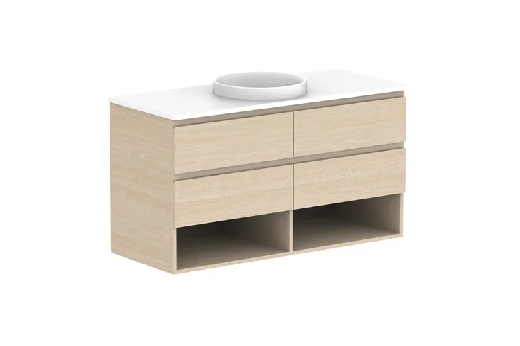 Glacier Shelf, Twin 1200mm, Centre Bowl Vanity