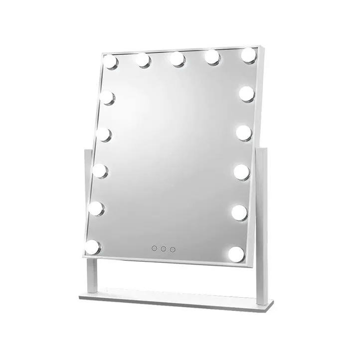 Rebellim Hollywood Lighted Dressing Mirror with 15 Dimmable Bulb - White by Interior Secrets - AfterPay Available