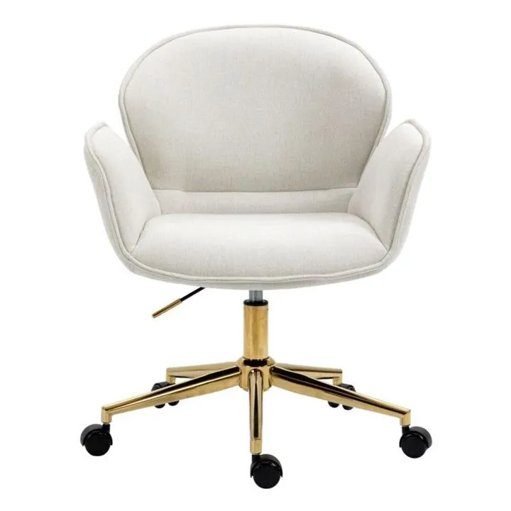Kami Fabric Office Chair with Gold Legs - Light Beige by Interior Secrets - AfterPay Available