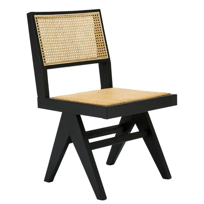 Azul Dining Armless Chair Black and Rattan