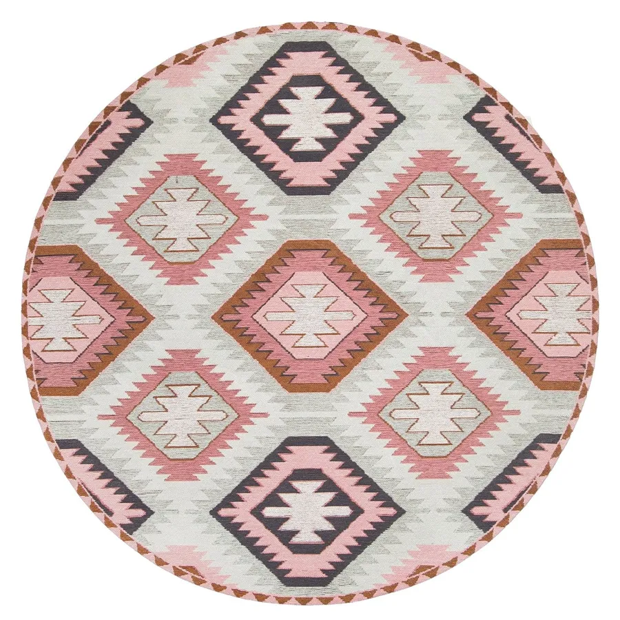 Suzie Pink and Green Round Rug by Miss Amara Style Sourcebook