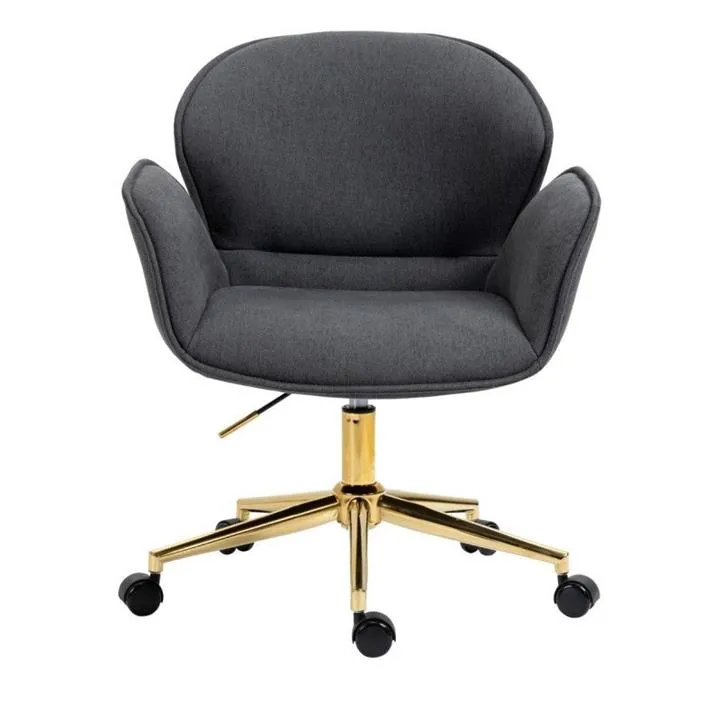 Kami Fabric Office Chair with Gold Legs - Dark Grey by Interior Secrets - AfterPay Available