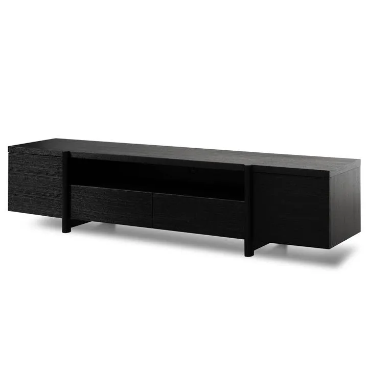 New York Lowline 2.1m Wooden TV Entertainment Unit - Black Oak by Interior Secrets - AfterPay Available
