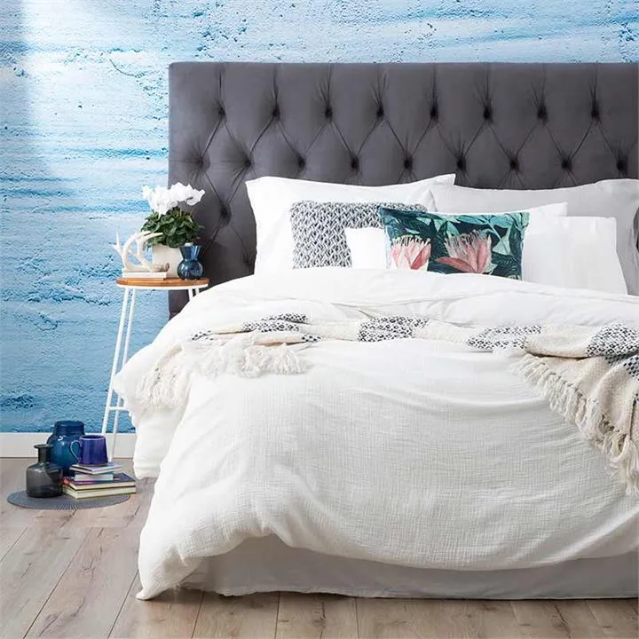 Renee Taylor Solana Washed Cotton Textured White Quilt Cover Set