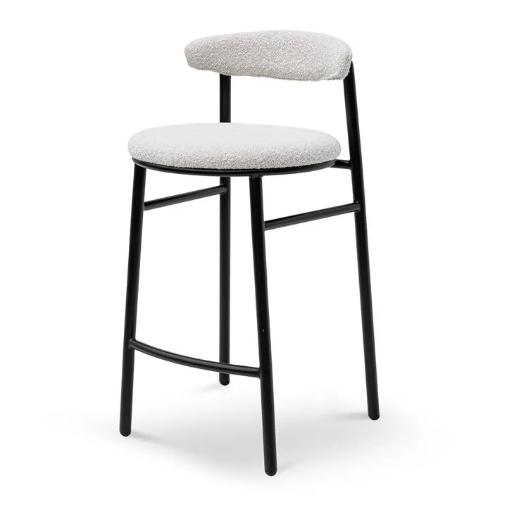 Oneal 65cm Bar Stool - Moon White Boucle and Black Legs by Interior Secrets - AfterPay Available
