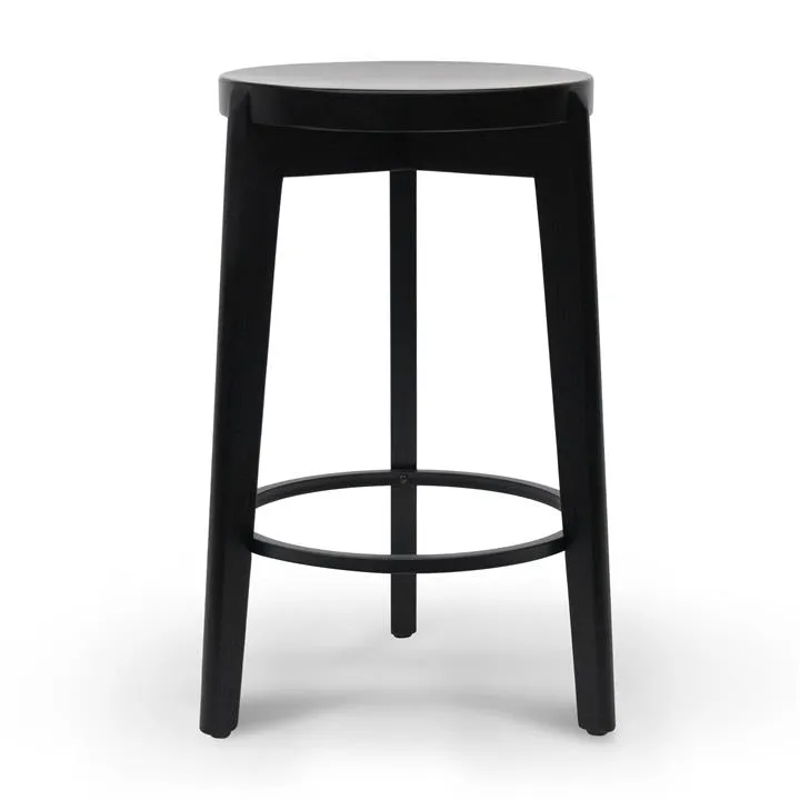 Keenan 65cm Solid wood Bar Stool - Full Black - Last One by Interior Secrets - AfterPay Available