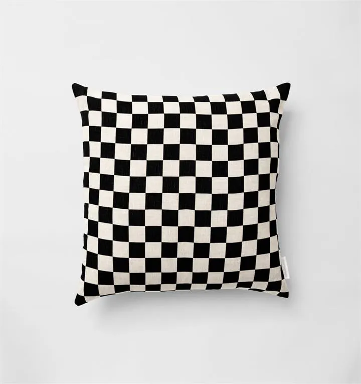 Set of 2 - Check 50cm Square Cushion - Black by Interior Secrets - AfterPay Available