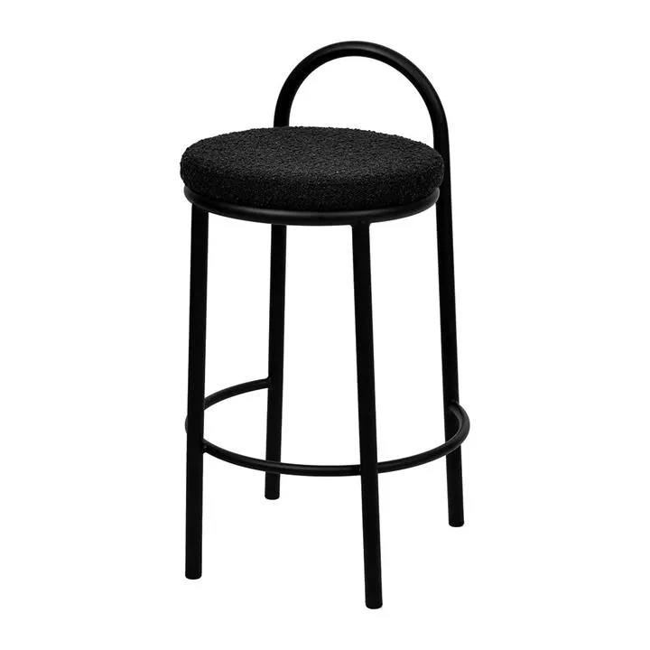 Set of 2 - Mclean 63cm Black Frame Bar Stool - Black Boucle by Interior Secrets - AfterPay Available