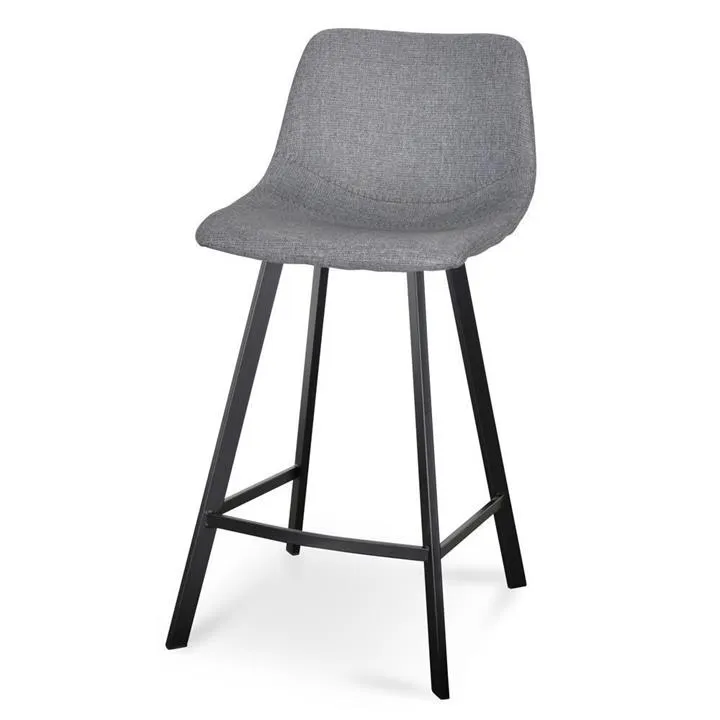 Ex Display - Duke 65cm Fabric Bar Stool - Dark Grey by Interior Secrets - AfterPay Available