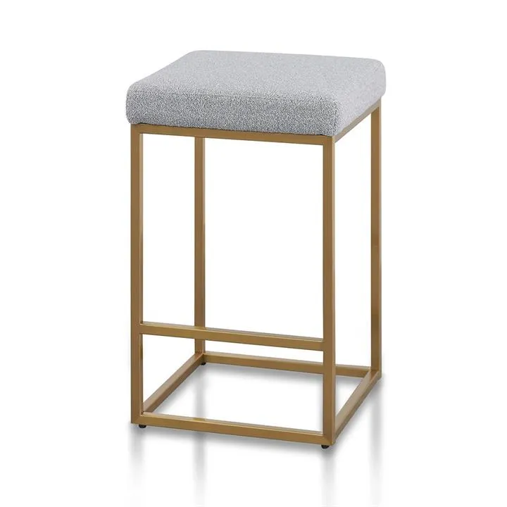 Adela Hail Grey Bar Stool - Brushed Gold Base by Interior Secrets - AfterPay Available